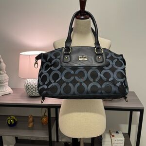 Coach Signature C Op Art Satchel – Black / Navy